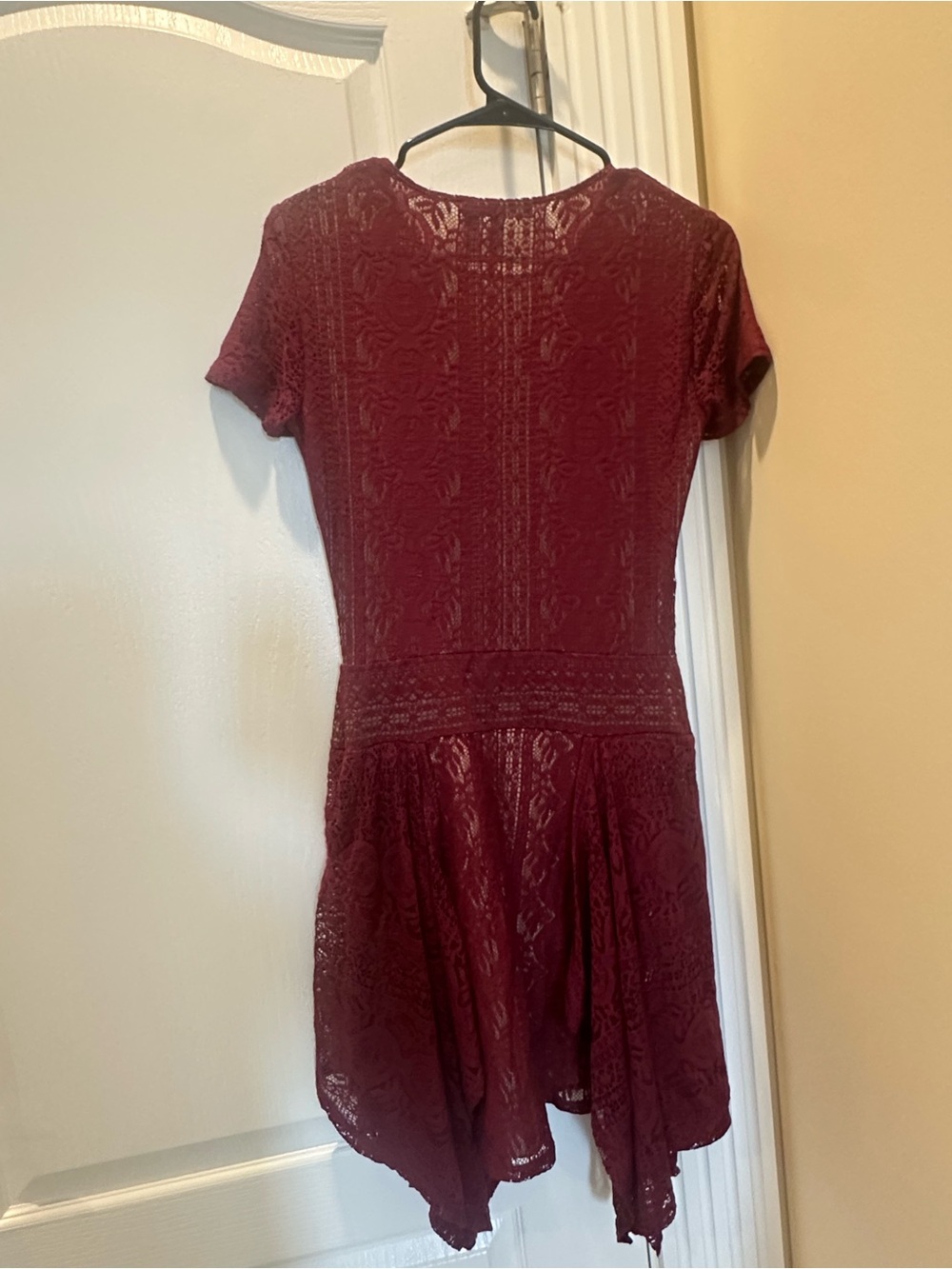 BCBGMaxAzria Burgundy Lace Fit-and-Flare Dress
